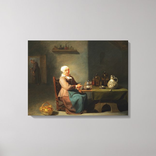 Lienzo Una mujer en la cocina (Anverso)