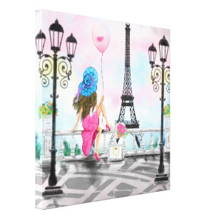 Lienzo Una Mujer En París Imprime Pintura De La Torre Eif