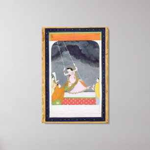 Lienzo Una mujer en un columpio, Kangra, Punjab Hills c.1