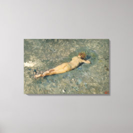 Lienzo Una mujer tomando el sol en la playa de Portici