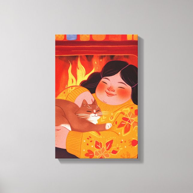 Lienzo Una mujer y su gato (Anverso)