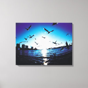 Lienzo Una opinión aérea de lente de fisheye de la bah