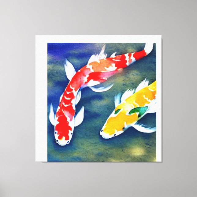 Lienzo Una pintura acuarela de koi Fish (Anverso)