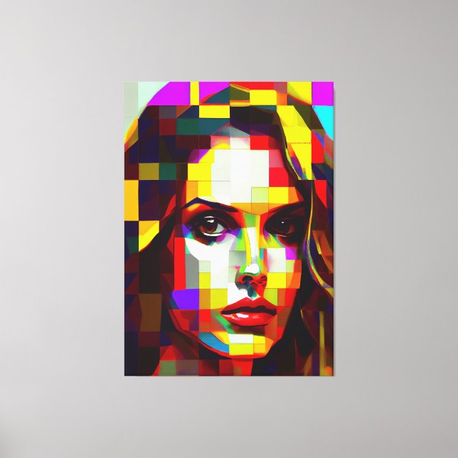 Lienzo Una pintura de la cara de una mujer. (Anverso)