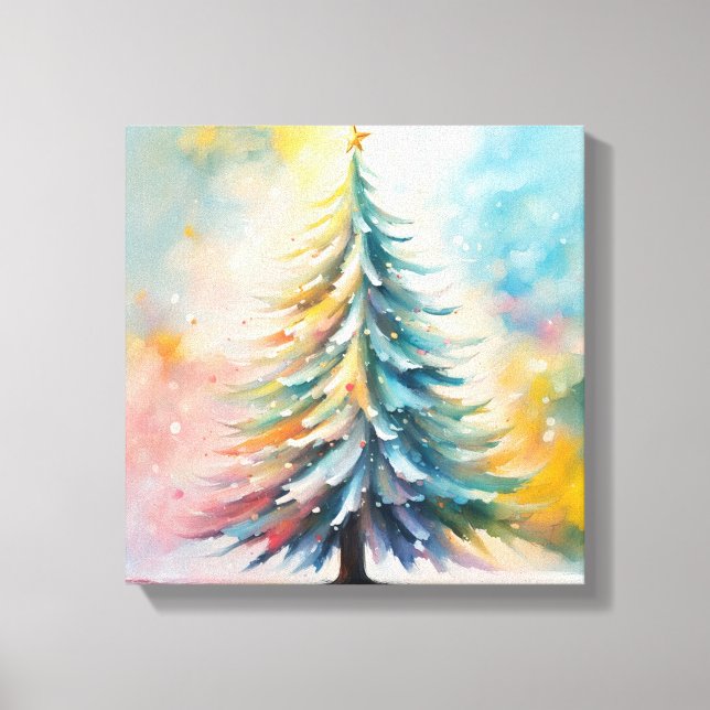 Lienzo una pintura de un árbol de navidad (Anverso)
