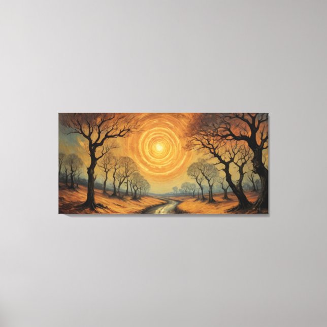 Lienzo una pintura de un río que atraviesa un bosque (Anverso)