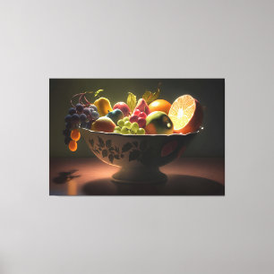 Lienzo Una pintura de un tazón de lona de frutas
