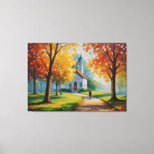 Lienzo una pintura de una iglesia y un edificio