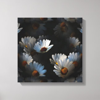 Lienzo Una Plétora De Daisies Flotantes Aislados En Negro