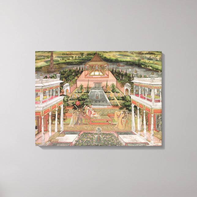 Lienzo Una princesa mogol en su jardín (gouache en papel) (Anverso)