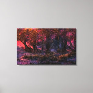 Lienzo Una puesta de sol mágica en el bosque