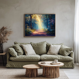 Lienzo Una ruta forestal polvorienta a medida que amanece