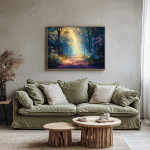 Lienzo Una ruta forestal polvorienta a medida que amanece