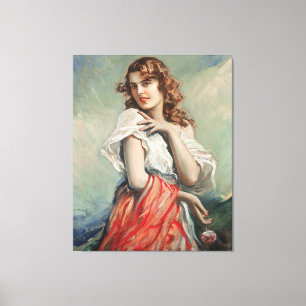 Lienzo Una Señora Elegante Vintage Con Flor