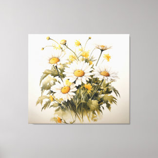 Lienzo Una sinfonía de la pintura acuarela de los Daisies