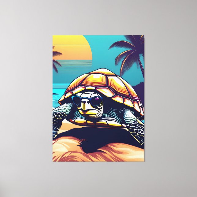 Lienzo Una tortuga llevando gafas de sol (Anverso)