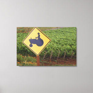 Lienzo Una travesía amarilla del tractor firma adentro e