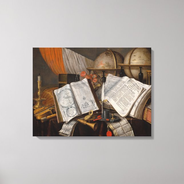 Lienzo Una Vanitas con una bandera, 1662 de Collier (Anverso)