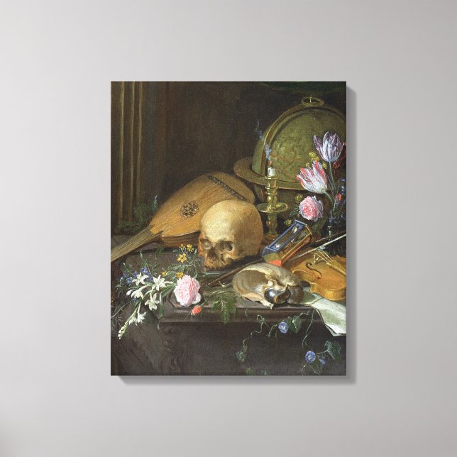 Lienzo Una Vanitas con vida con un Nautilus y un Lute (Anverso)