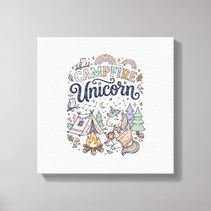 Lienzo Unicorn Campfire Unicorn Premium Vector Sticker an