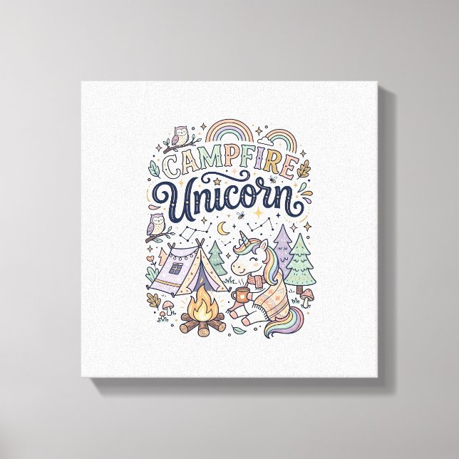 Lienzo Unicorn Campfire Unicorn Premium Vector Sticker an (Anverso)