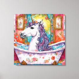 Lienzo Unicornio adorable en el baño