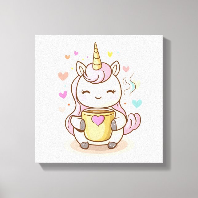 Lienzo Unicornio Amante del Café (1) (Anverso)