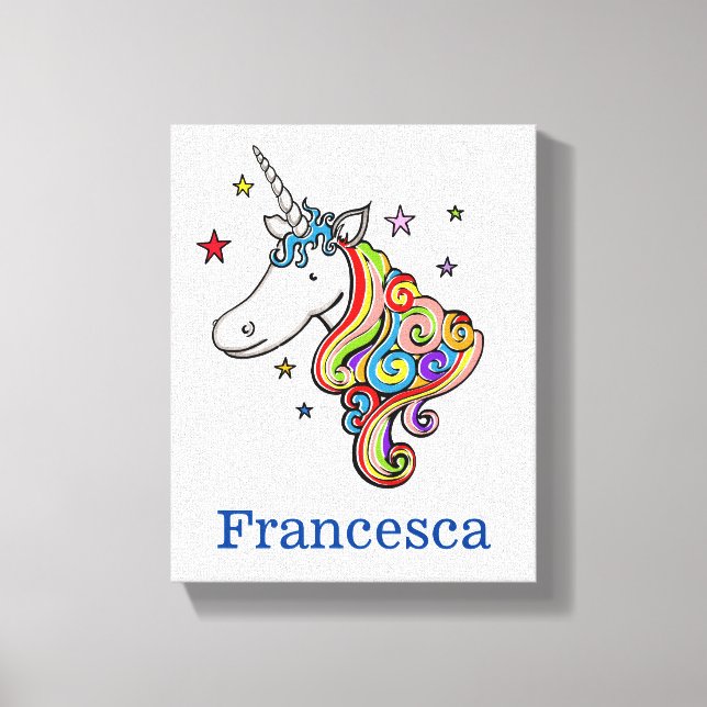 Lienzo Unicornio arcoiris personalizado (Anverso)
