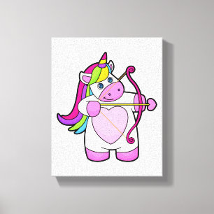 Lienzo Unicornio como arquero con arco y flecha