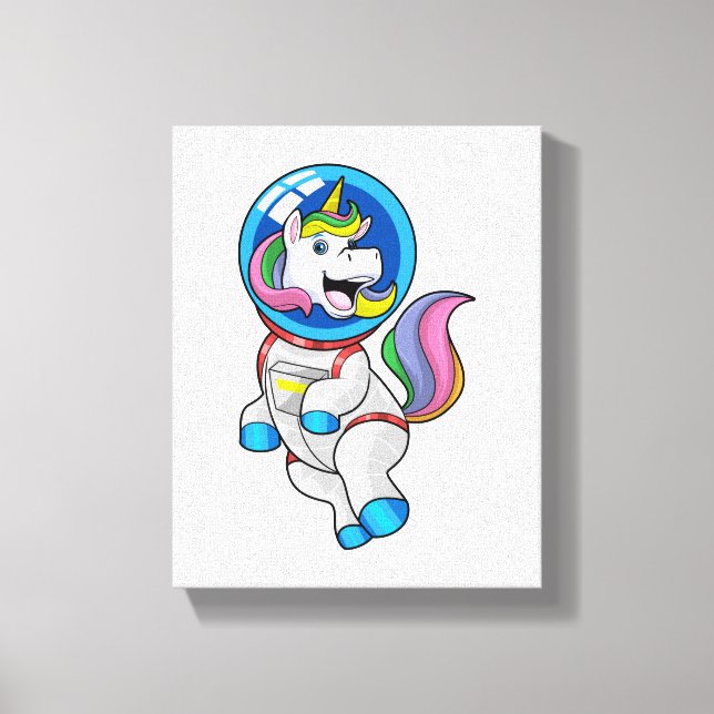 Lienzo Unicornio como astronauta en el espacio (Anverso)