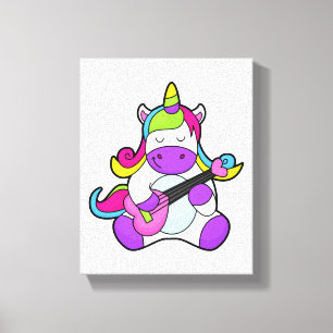 Lienzo Unicornio como músico con guitarra