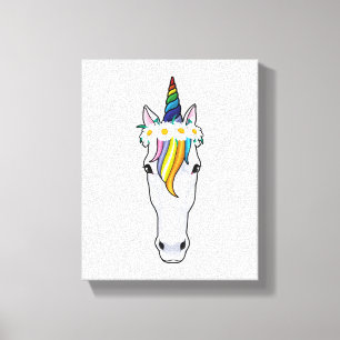 Lienzo Unicornio con flores