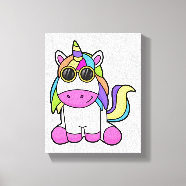 Lienzo Unicornio con gafas de sol (Anverso)