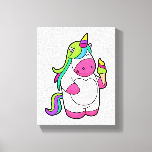 Lienzo Unicornio con helado de Waffle (Anverso)