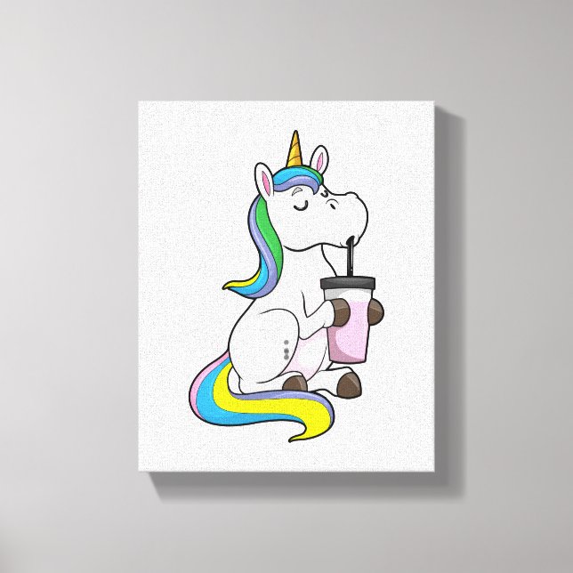 Lienzo Unicornio con té de burbuja (Anverso)