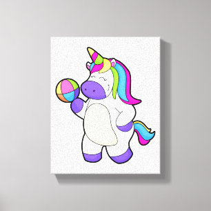 Lienzo Unicornio con voleibol