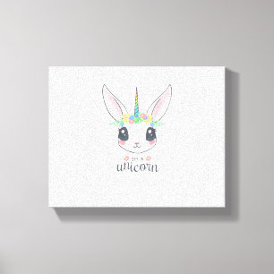 Lienzo unicornio de conejo lindo y divertido