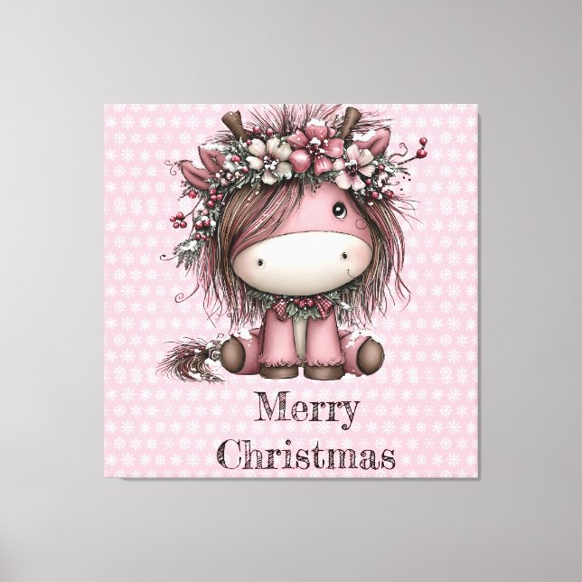 Lienzo Unicornio de Navidad rosa (Anverso)