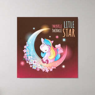 Lienzo Unicornio en la luna