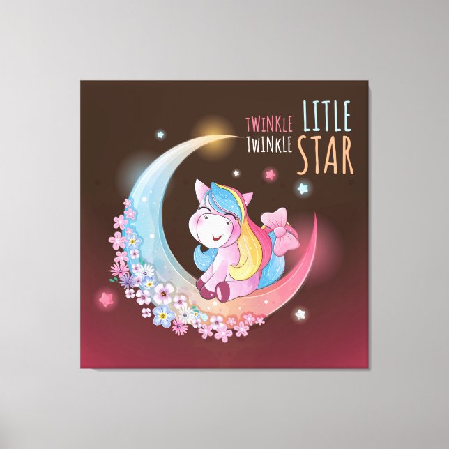 Lienzo Unicornio en la luna (Anverso)