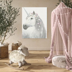 Lienzo Unicornio espiritual con flores en Mane