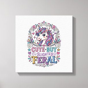 Lienzo Unicornio Lindo pero Ligeramente Feral Fondo Blanc