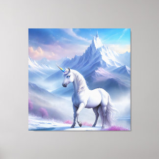 Lienzo Unicornio místico en un mágico reino de la fantasí