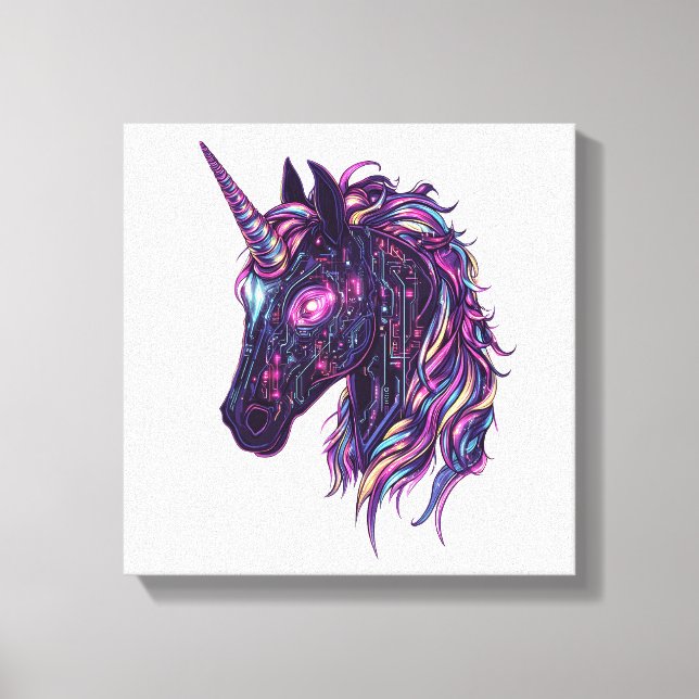 Lienzo Unicornio Neo Cyberpunk (1) (Anverso)