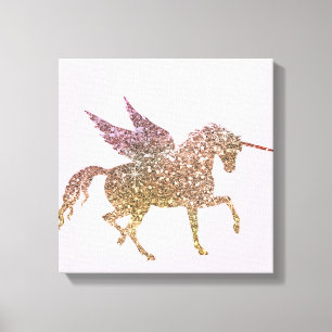 Lienzo Unicornio Pegaso Caballo Brillante Destello Dorado