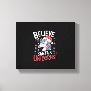 Lienzo Unicornios de Navidad creen en Santa y Unicornios!