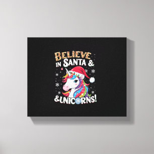 Lienzo Unicornios de Navidad creen en Santa y Unicornios!