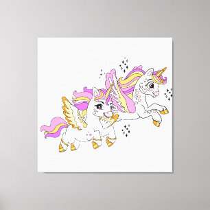 Lienzo Unicornios voladores lindos