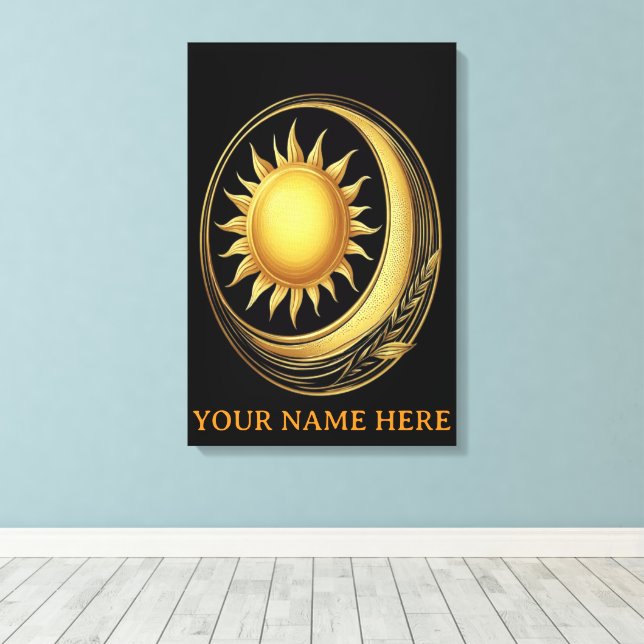 Lienzo Unión Celestial Estrella Dorada y Flora Lunar (Insitu (piso de madera))