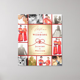 Lienzo Unión de nudos rojos doble felicidad Boda chino